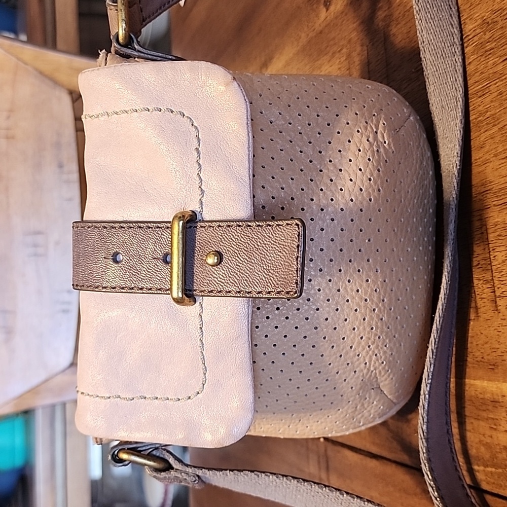 Fossil Pink and Taupe Crossbody Bag